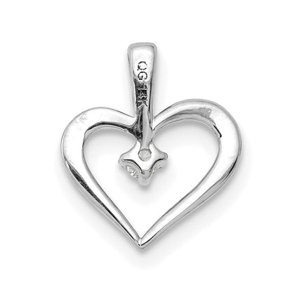 14k Weißgold AA 0,02 ct. Echter Diamant Herz-Anhänger