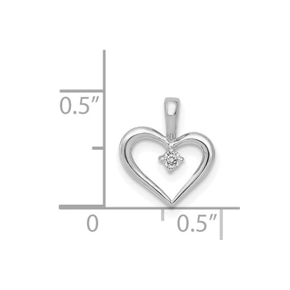 14k Weißgold AA 0,02 ct. Echter Diamant Herz-Anhänger
