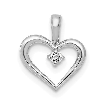 14k Weißgold AA 0,02 ct. Echter Diamant Herz-Anhänger