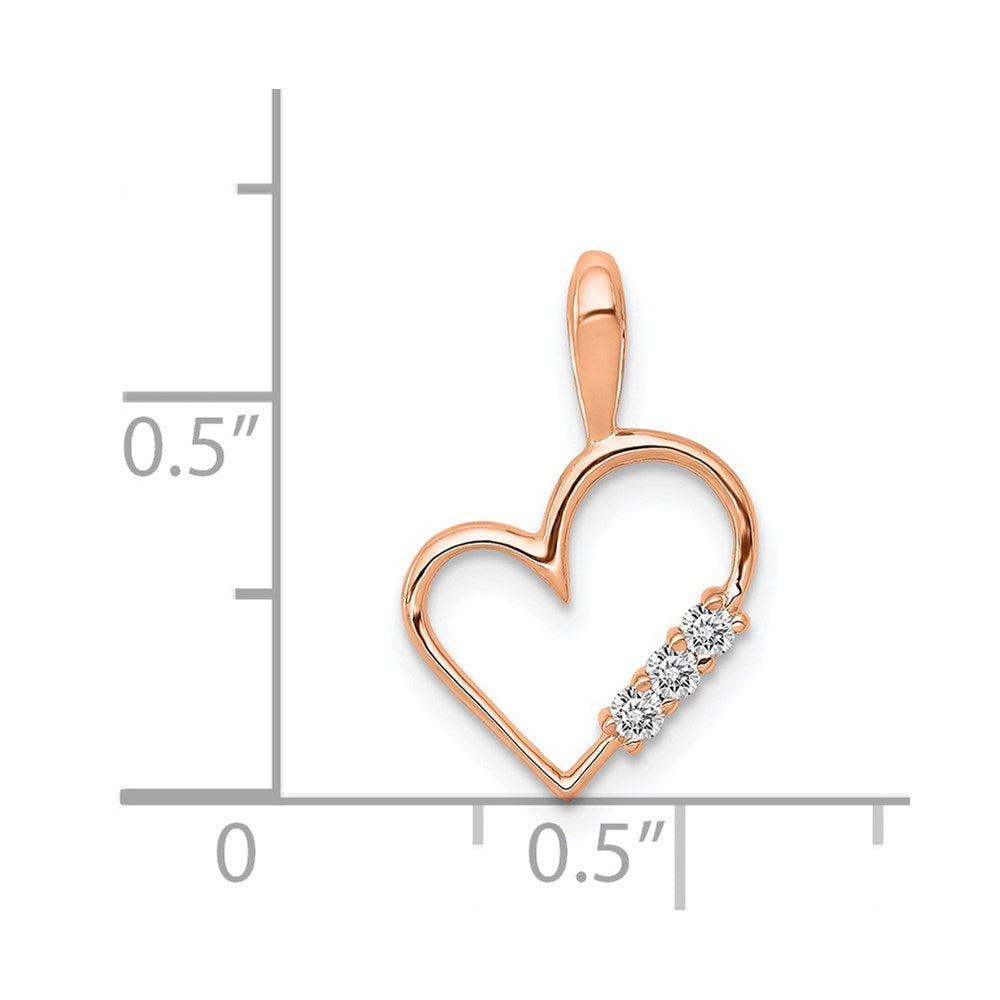 14K Roségold AA 0,05 ct. Echter Diamant Herz-Anhänger
