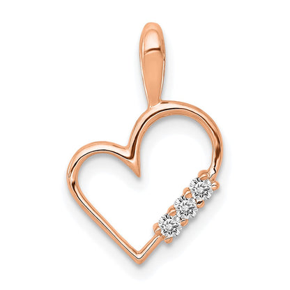 14K Roségold AA 0,05 ct. Echter Diamant Herz-Anhänger