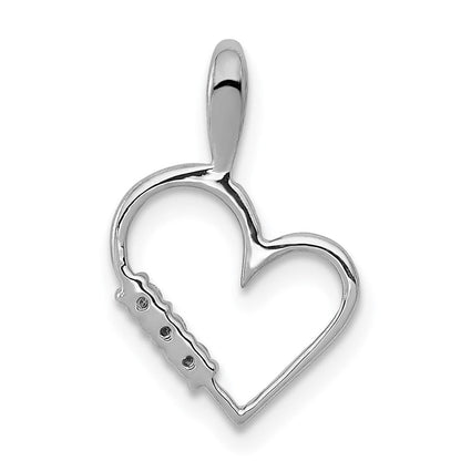 14K Weißgold AA 0,05 ct. Echter Diamant Herz-Anhänger