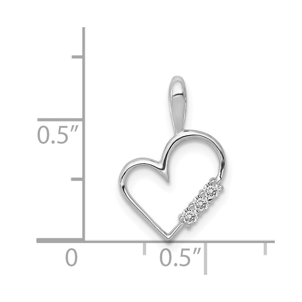 14K Weißgold AA 0,05 ct. Echter Diamant Herz-Anhänger