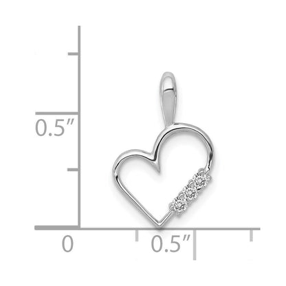 14K Weißgold AA 0,05 ct. Echter Diamant Herz-Anhänger