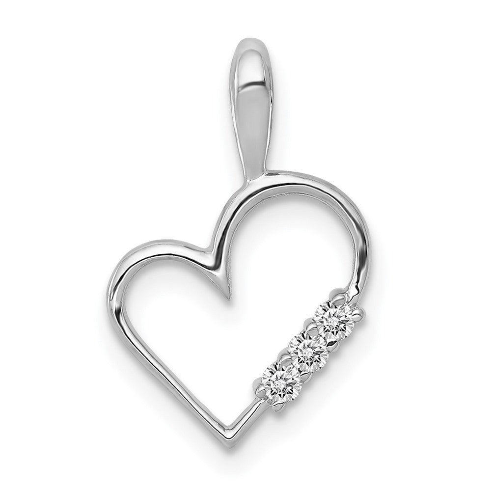 14K Weißgold AA 0,05 ct. Echter Diamant Herz-Anhänger