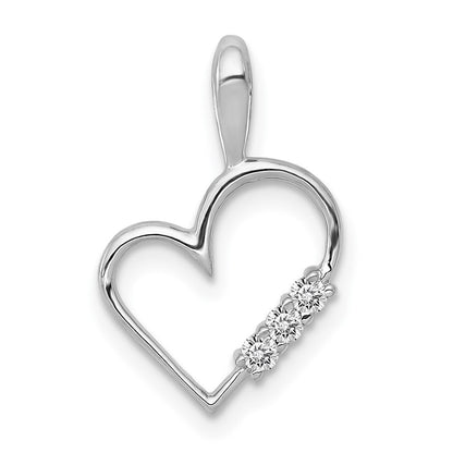 14K Weißgold AA 0,05 ct. Echter Diamant Herz-Anhänger