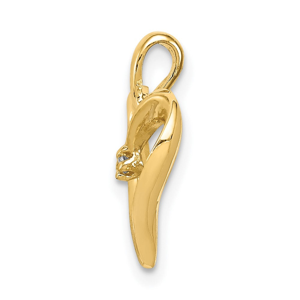 14K Gelbgold Aa Echt Diamant Herz Pend