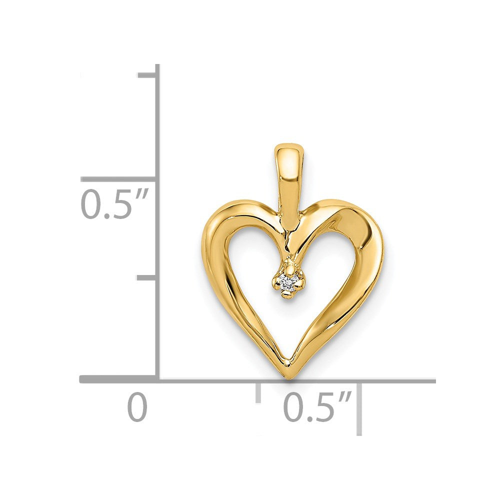 14K Gelbgold Aa Echt Diamant Herz Pend