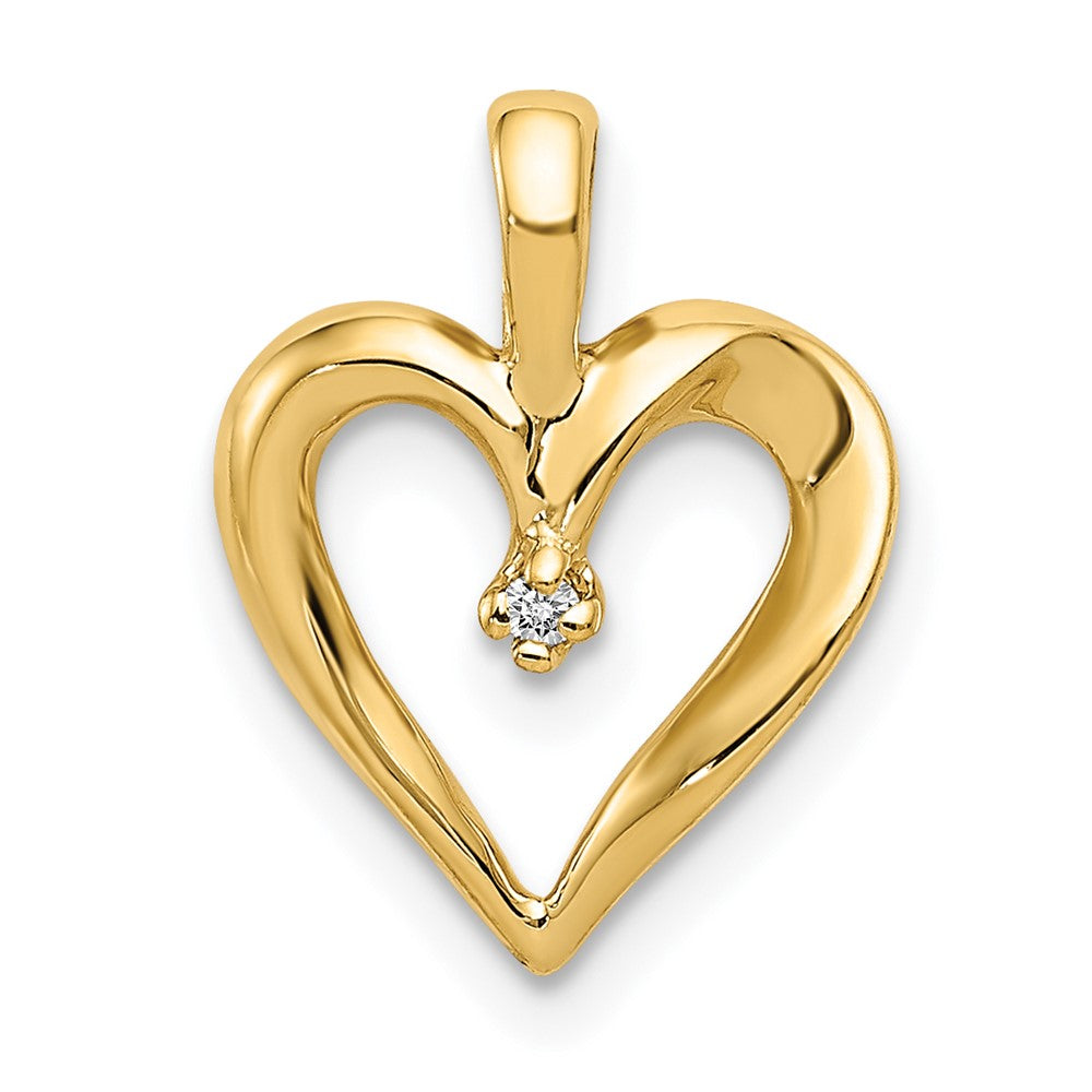 14K Gelbgold Aa Echt Diamant Herz Pend