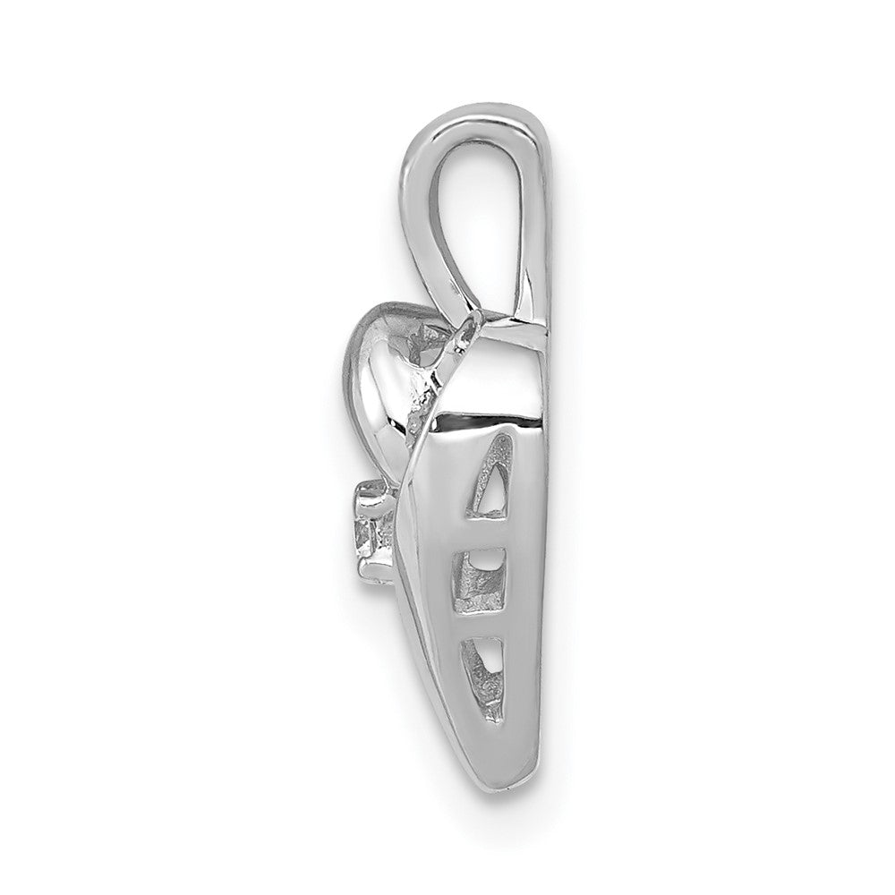 14 Karat Weißgold AA 0,02 ct. Echter Diamant-Herz-Anhänger
