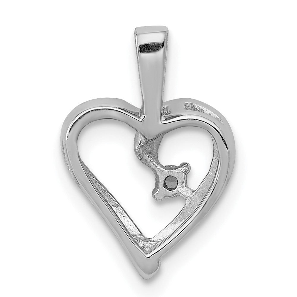 14 Karat Weißgold AA 0,02 ct. Echter Diamant-Herz-Anhänger