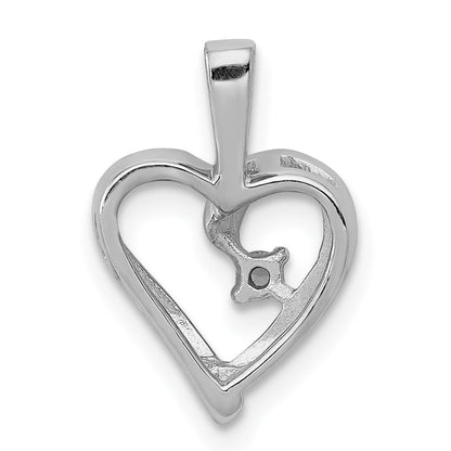 14 Karat Weißgold AA 0,02 ct. Echter Diamant-Herz-Anhänger