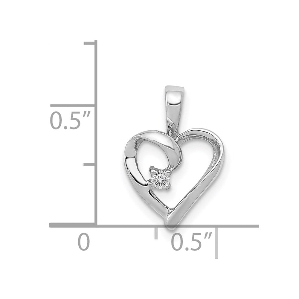 14 Karat Weißgold AA 0,02 ct. Echter Diamant-Herz-Anhänger