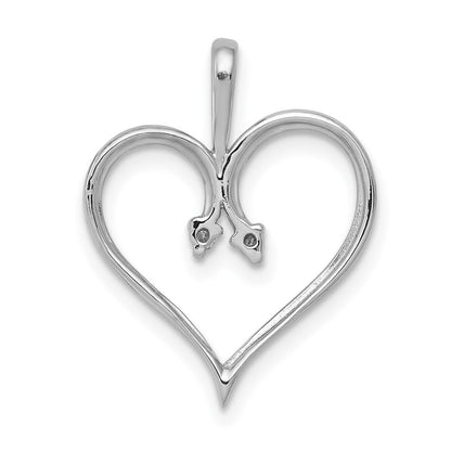 14k Weißgold AA 0,02 ct. Echter Diamant-Herzanhänger