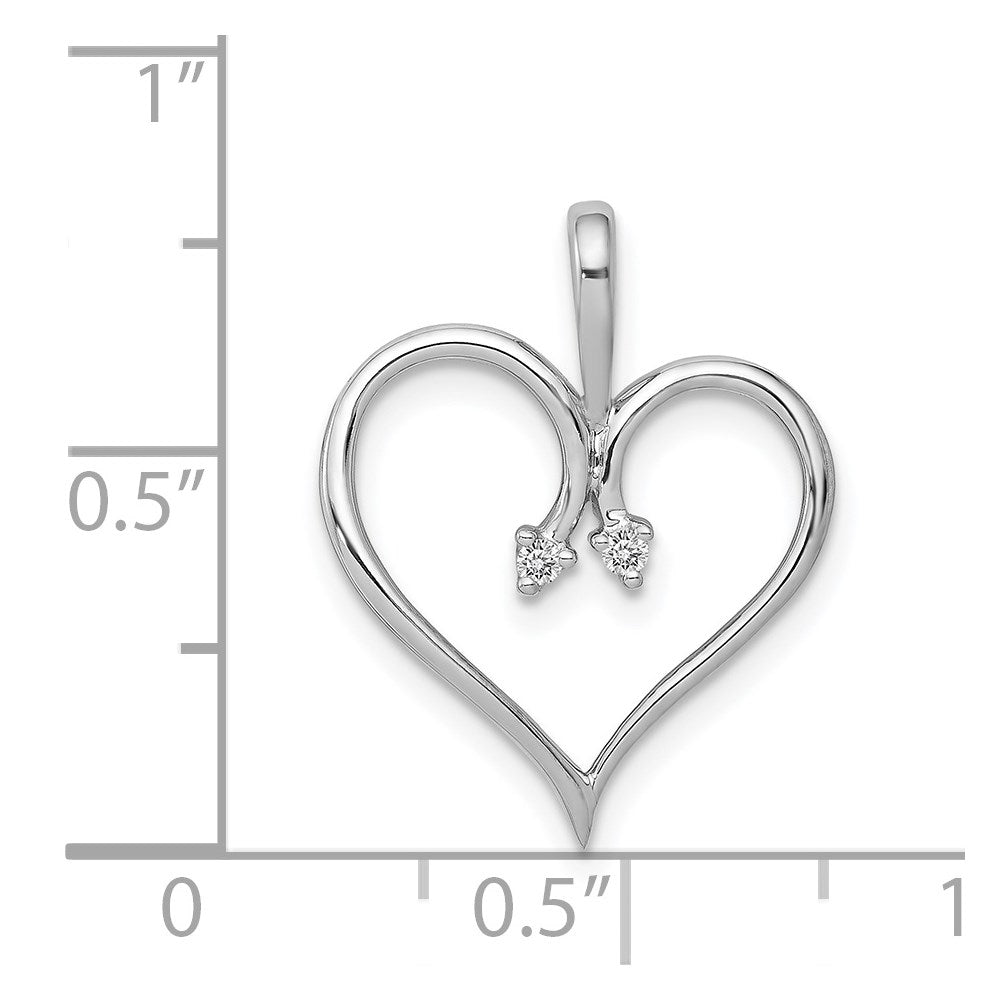 14k Weißgold AA 0,02 ct. Echter Diamant-Herzanhänger