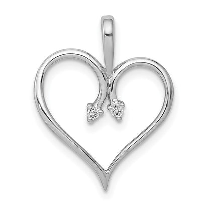 14k Weißgold AA 0,02 ct. Echter Diamant-Herzanhänger