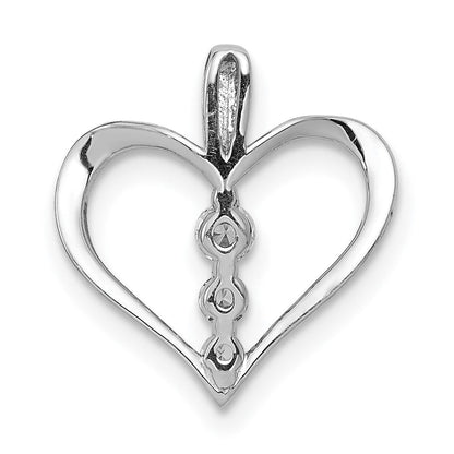 14K Weißgold Anhänger mit 0,10 ct. echten Diamanten, Herz-Design, 3 Steine