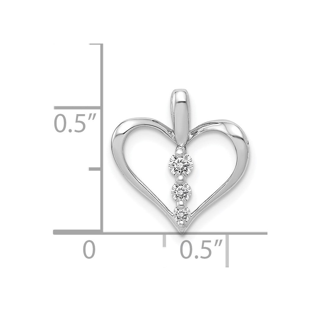 14K Weißgold Anhänger mit 0,10 ct. echten Diamanten, Herz-Design, 3 Steine
