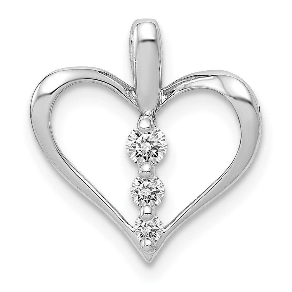 14K Weißgold Anhänger mit 0,10 ct. echten Diamanten, Herz-Design, 3 Steine