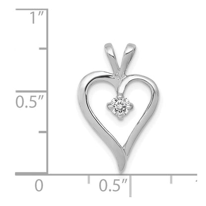 14 K Weißgold AA 0,1 ct. Echter Diamant-Herz-Anhänger