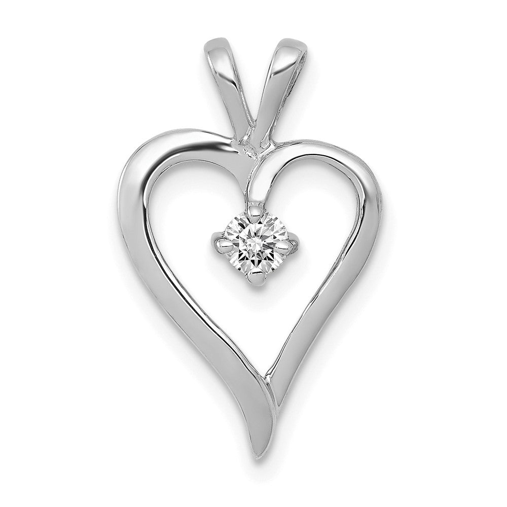 14 K Weißgold AA 0,1 ct. Echter Diamant-Herz-Anhänger