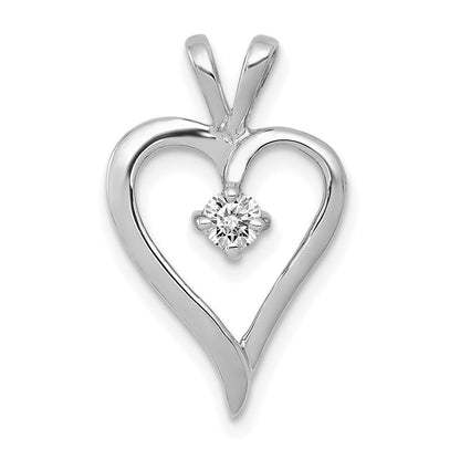 14 K Weißgold AA 0,1 ct. Echter Diamant-Herz-Anhänger