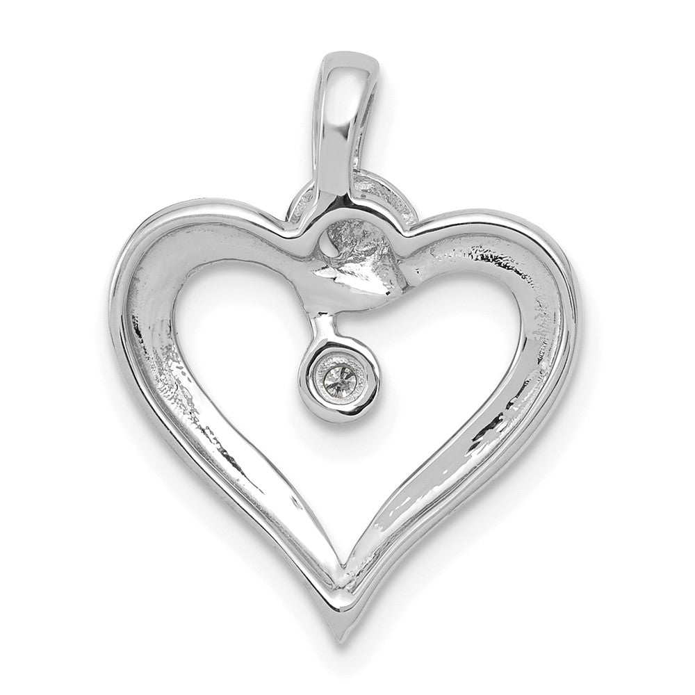 14K Weißgold AA 0,01 ct. Echter Diamant-Herz-Anhänger