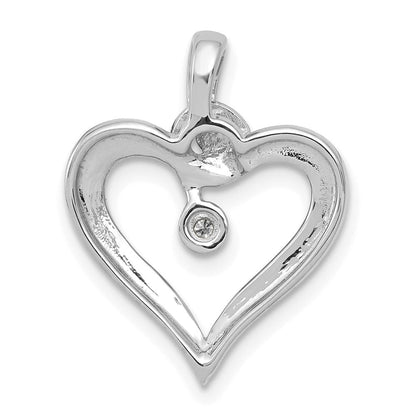14K Weißgold AA 0,01 ct. Echter Diamant-Herz-Anhänger