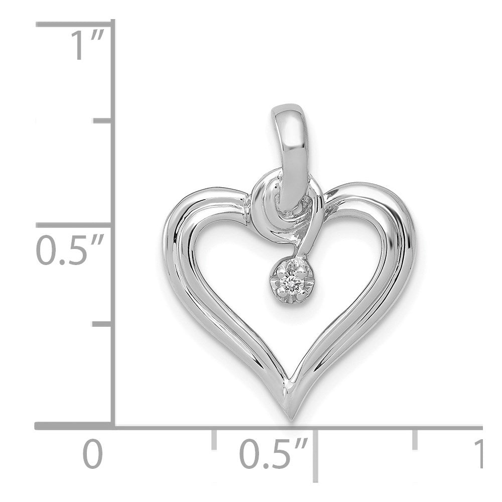 14K Weißgold AA 0,01 ct. Echter Diamant-Herz-Anhänger