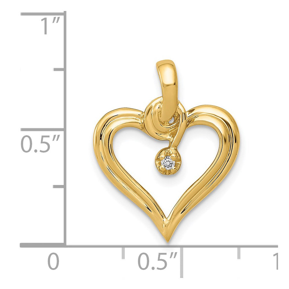 14K Gelbgold AA 0,01 ct. Echter Diamant-Herzanhänger