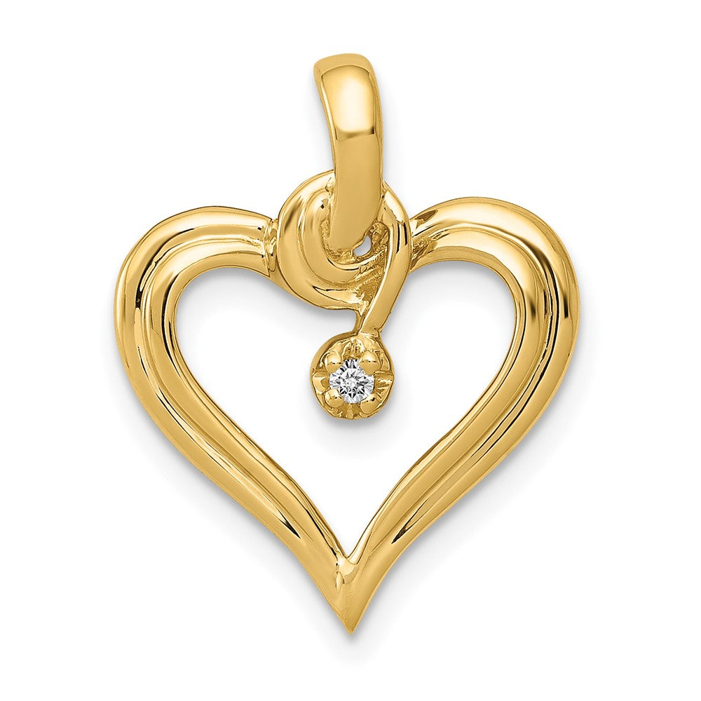 14K Gelbgold AA 0,01 ct. Echter Diamant-Herzanhänger