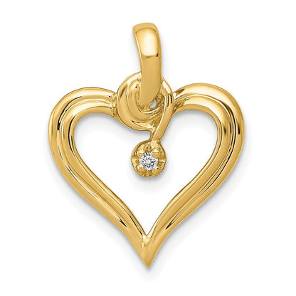 14K Gelbgold AA 0,01 ct. Echter Diamant-Herzanhänger