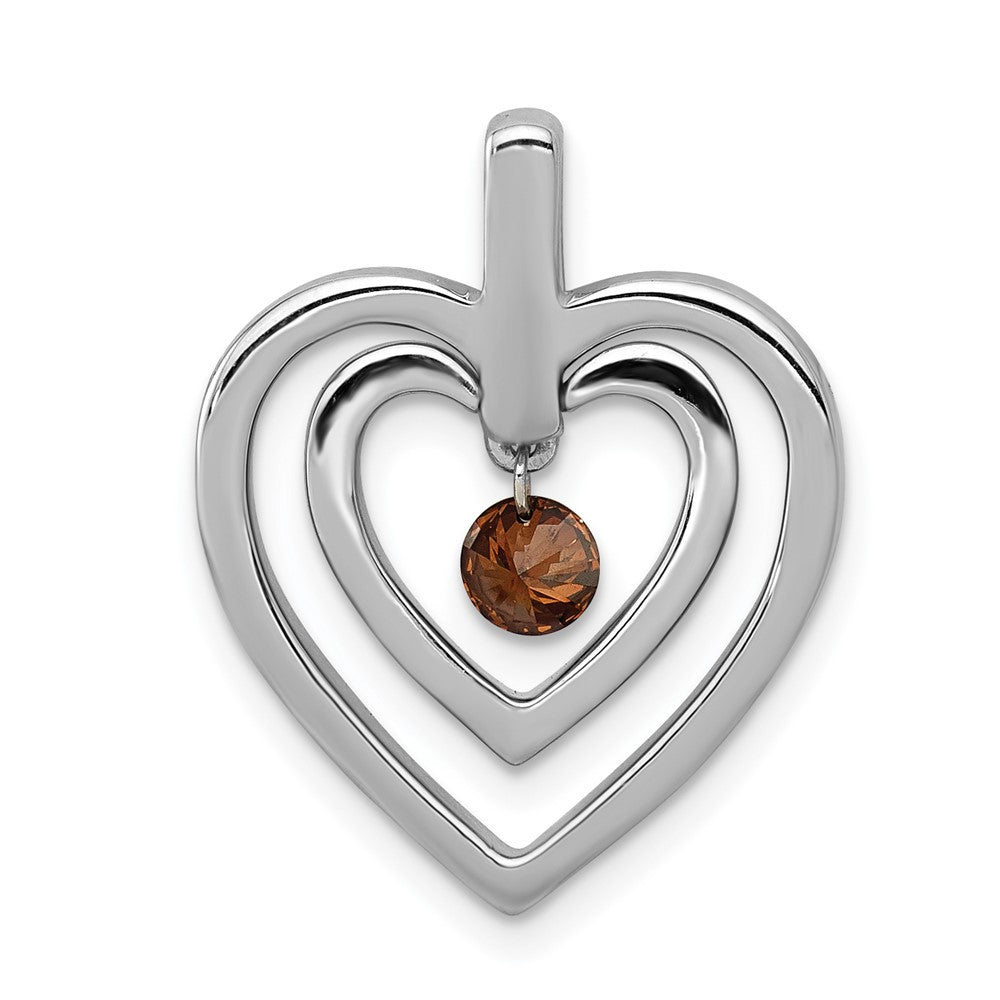 14K Weißgold 0,17 ct. Roter Echter Diamant Doppelherz-Anhänger