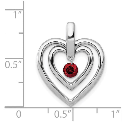 14K Weißgold 0,17 ct. Roter Echter Diamant Doppelherz-Anhänger