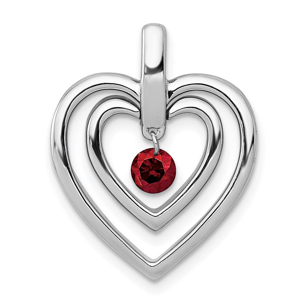 14K Weißgold 0,17 ct. Roter Echter Diamant Doppelherz-Anhänger