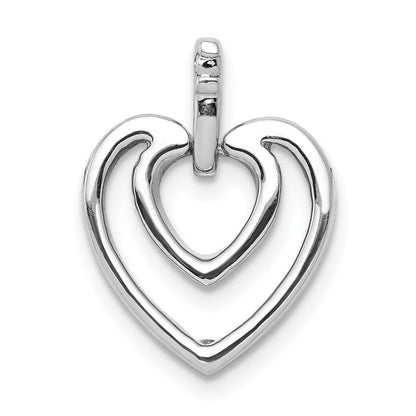 14k Weißgold Anhänger mit 0,01 ct. echtem Diamant, doppeltes Herz