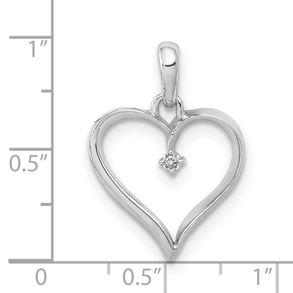 14K Weißgold Herz-Anhänger mit 0,05 ct. echtem Diamant