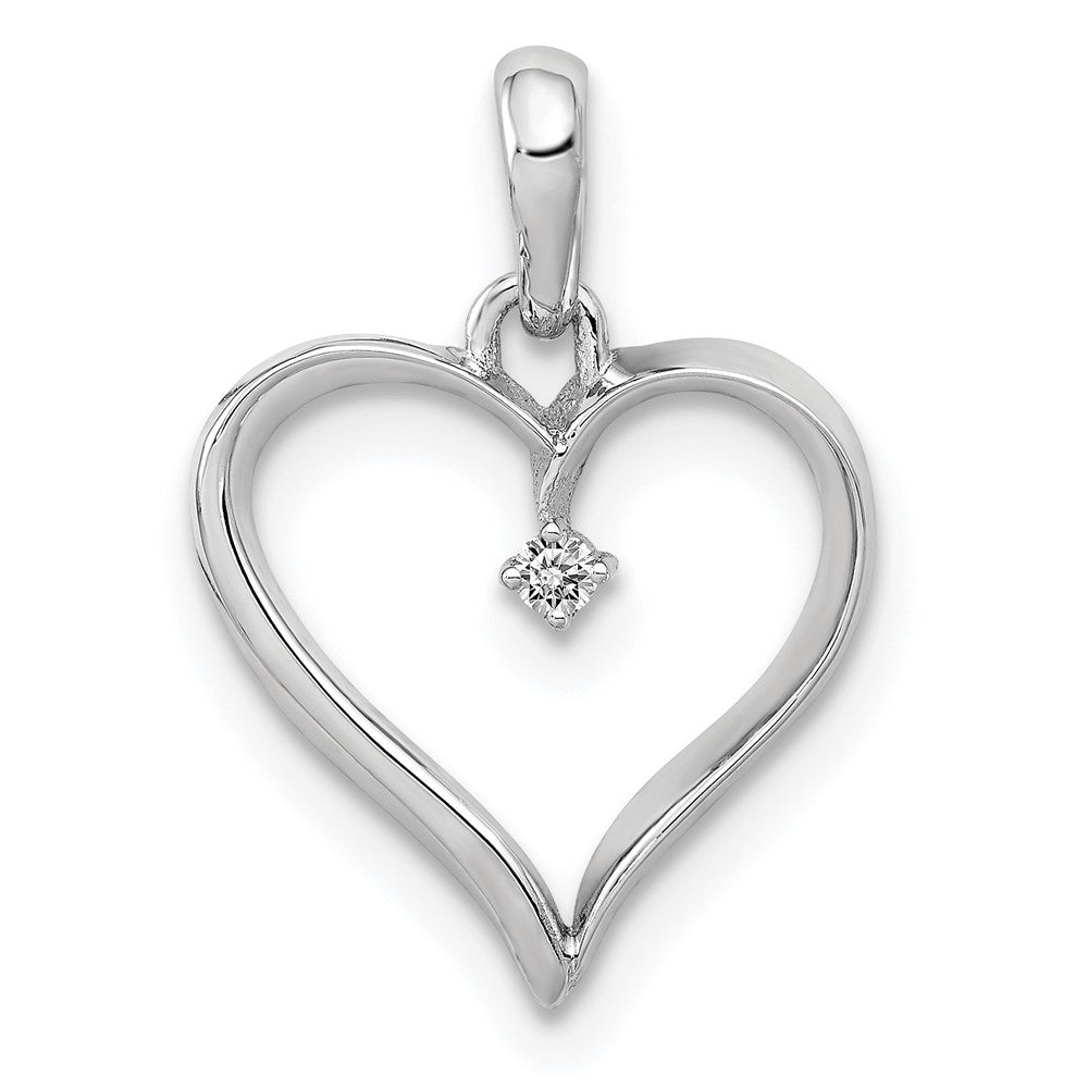 14K Weißgold Herz-Anhänger mit 0,05 ct. echtem Diamant