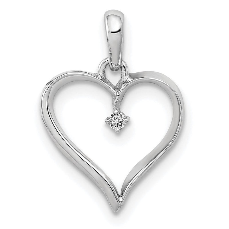 14K Weißgold Herz-Anhänger mit 0,05 ct. echtem Diamant