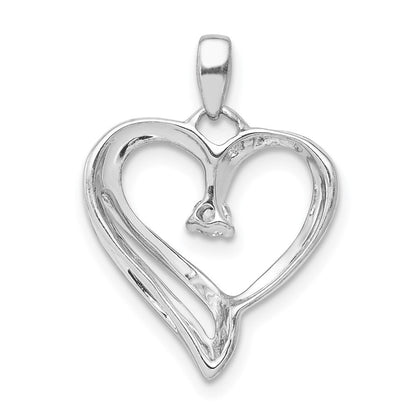 14K Weißgold 1/15ct. Echt Diamant Herz Anhänger