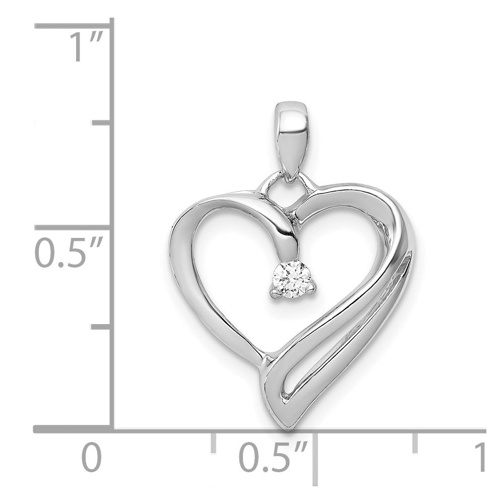 14K Weißgold 1/15ct. Echt Diamant Herz Anhänger