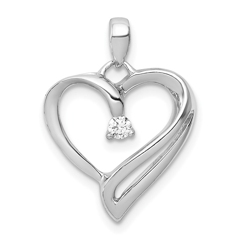 14K Weißgold 1/15ct. Echt Diamant Herz Anhänger