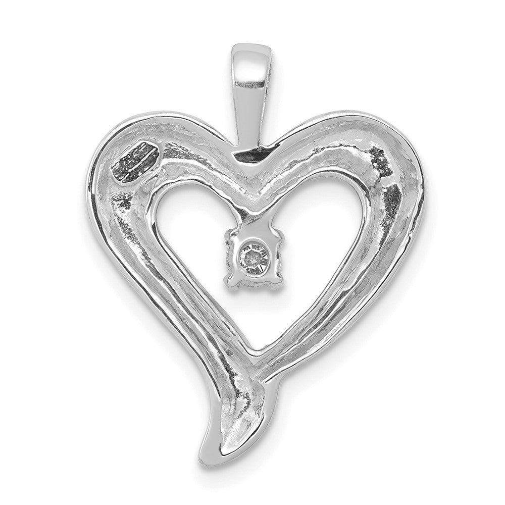 14K Weißgold AA Echter Diamant Herz-Anhänger
