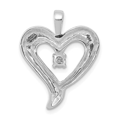 14K Weißgold AA Echter Diamant Herz-Anhänger