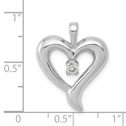 14K Weißgold AA Echter Diamant Herz-Anhänger