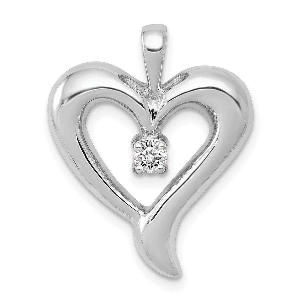 14K Weißgold AA Echter Diamant Herz-Anhänger