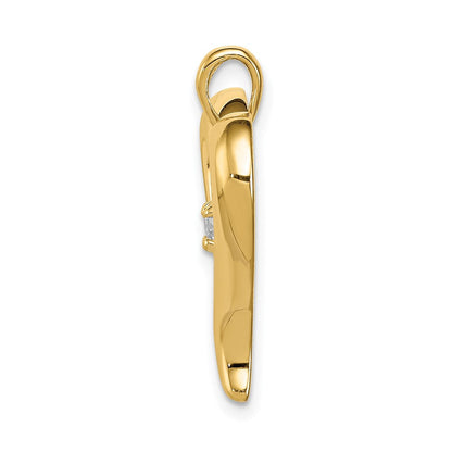 14K Gelbgold Herzanhänger mit echtem AA-Diamant