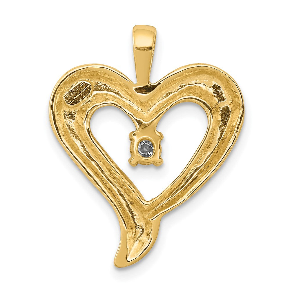 14K Gelbgold Herzanhänger mit echtem AA-Diamant