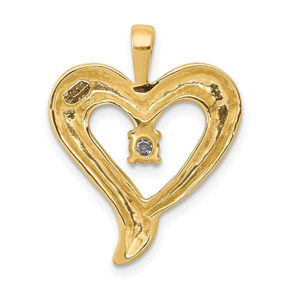 14K Gelbgold Herzanhänger mit echtem AA-Diamant