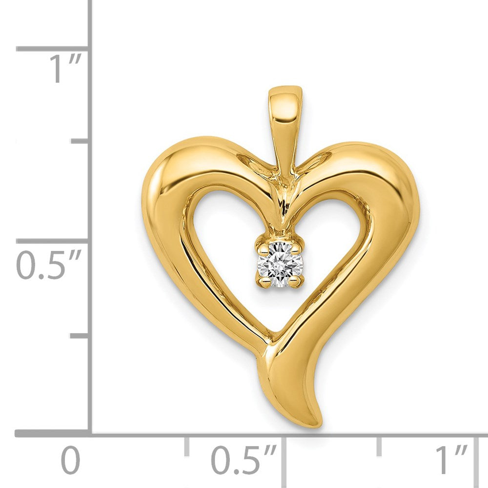 14K Gelbgold Herzanhänger mit echtem AA-Diamant